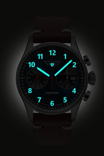 Bauhaus Aviation Herrenuhr Quarz Chronograph mit Lederarmband